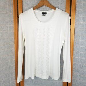 Gerry Weber White Long Sleeve Top Layered Detail Size Medium